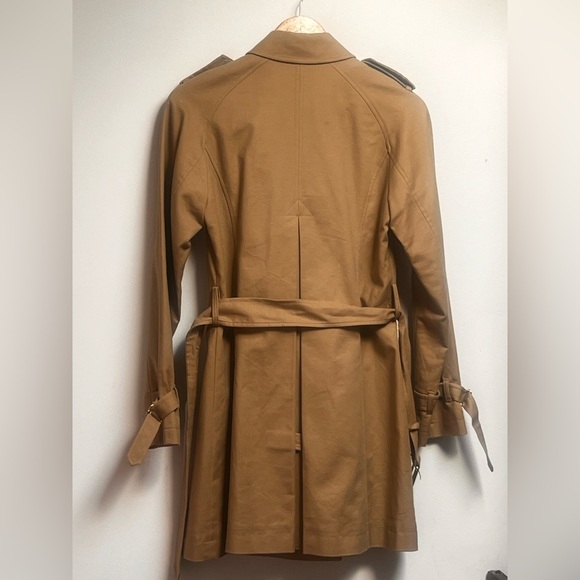 Zara Camel mid length khaki tan Trench Coat size small - Picture 5 of 15